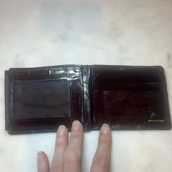 Vintage Genuine Eel Skin Wallet | Rich Chestnut Brown Leather - Picture 5 of 7